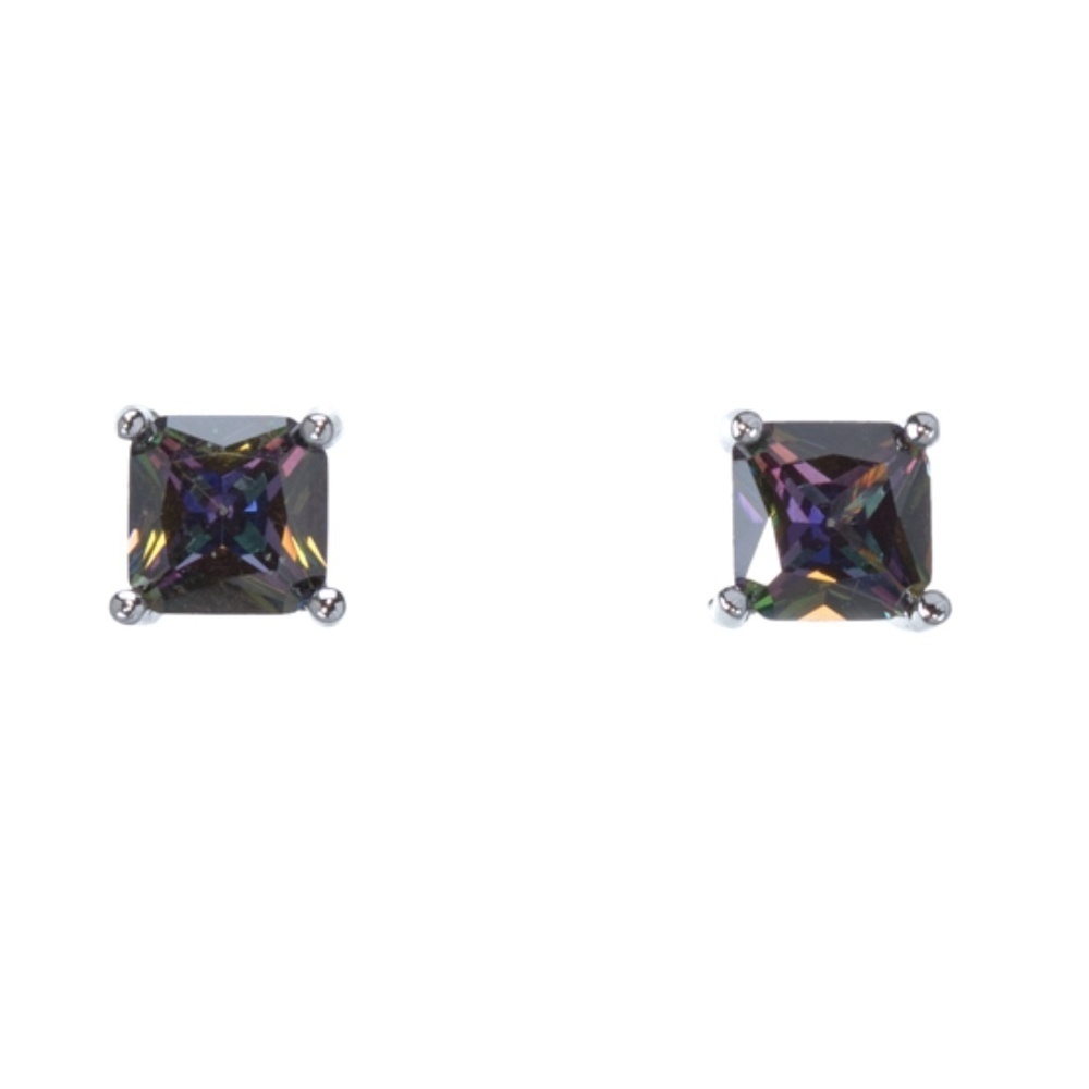 Mystic Topaz Crystal Square Stud Earrings
